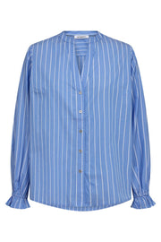 Malou Stripe V-Shirt | New Blue | Skjorte fra Co'couture