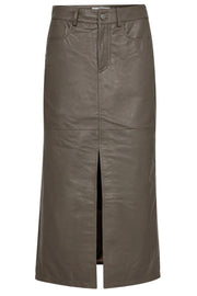 Phoebe Leather Slit Skirt 34074 | Elephant | Nederdel fra Co'couture