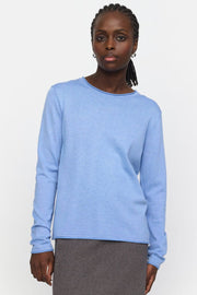 Marla O-Neck Roll Edge Knit | Azurine Melange | Strik fra Soft Rebel