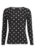 Mesh Ls Tshirt | Black White Big Dot | Bluse fra Liberté
