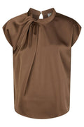 Fleur Drapy Satin Blouse | Dusty Brown | Bluse fra Neo Noir