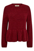 Thora O-Neck Frill Knit | Rhythmic Red | Strik fra Mos Mosh – nedsat