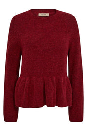 Thora O-Neck Frill Knit | Rhythmic Red | Strik fra Mos Mosh