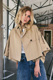 Francis Crop Cape Jacket 30272 | Khaki | Jakke fra Co'couture