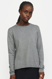 SRMarla O-neck Roll Edge knit SR219-208 | Medium Grey Melange | Strik fra Soft Rebels