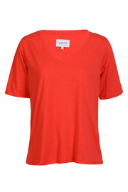 Ulla Ss Vneck Tshirt | Coral | T-Shirt fra Liberté
