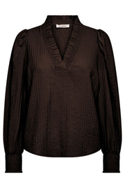 Shina V-Blouse 35922 | Dark Brown | Bluse fra Co'couture