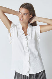 Sueda Frill Top | White | T-Shirt fra Co'couture