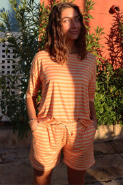 Alma Shorts | Orange Peach Stripe | Shorts fra Liberté