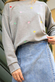 Sita Heart Sweatshirt | Grey | Bluse fra Black Colour