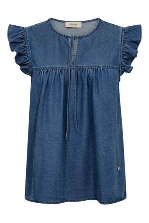 Olaya Lich Blouse | Blue | Bluse fra Mos Mosh