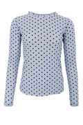 Jennie Dotted Mesh Blouse | Jeans Blue | Bluse fra Black Colour