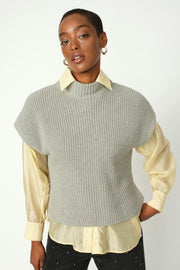 Biola Bine Knit Vest | Grey Melange | Strik fra Mos Mosh