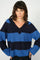 Taci Stripe LS V-Neck Knit | Maritime Blue | Strik fra Mos Mosh