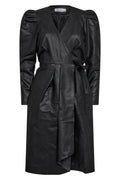 Phoebe Leather Wrap Dress | Black | Kjole fra Co'couture