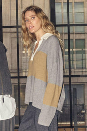 Wylie Tani Bold Stripe Knit | True Camel | Strik fra Mos Mosh