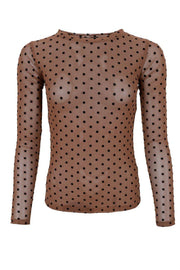 Jennie Dotted Mesh Blouse | Nougat | Bluse fra Black Colour