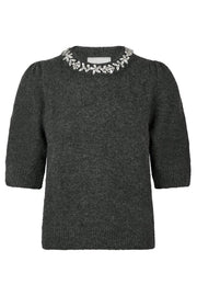 Maia Stone Knit Blouse | Antracit Melange | Bluse fra Neo Noir