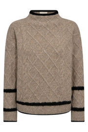 Hiro Pullover 206745 | Desert Taupe Mel. W. Black | Strik fra Freequent