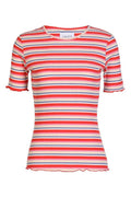 Natalia Ss Bluse | Creme Orange Blau Streifen | Bluse von Liberté