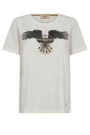 Kylah O-SS Deco Tee | Ecru | T-shirt fra Mos Mosh