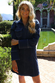 Asta Ls Vneck Dress | Blue Denim | Kjole fra Liberté