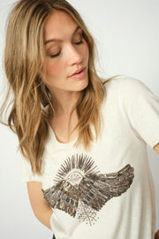Nadine O-SS Deco Tee | Ecru | T-shirt fra Mos Mosh