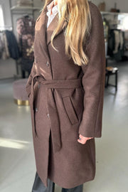 Quentin Long Wool Coat | Brun l  Frakke fra French Laundry