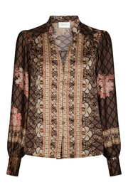 Massima Botanical Border Blouse | Black | Bluse fra Neo Noir