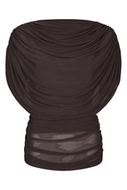 Cottuna Drapy Mesh Top | Brown | Bluse fra Neo Noir