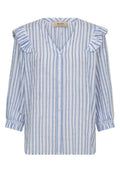 Debby Stripe Shirt | Brunnera Blue | Skjorte fra Mos Mosh – nedsat