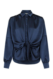 Naja Satin Shirt | Midnight Blue | Bluse fra Neo Noir