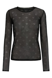 Mesh Ls Sparkle Tshirt | Black Heart Diamond Dot | Liberté