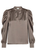 Rosslyn Bluse aus schwerem Satin | Warmes Grau | Bluse von Neo Noir  – nedsat