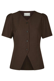 Jules Structure Blouse | Dark Brown | Bluse fra Neo Noir