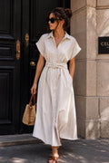 Cala Striped Shirt Dress | Beige