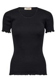 Elaine O-SS Seamless Silk Tee   | Black | T-shirt fra Mos Mosh