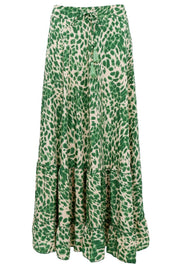 Luna Maxi Frill Skirt | Green Leo | Nederdel fra Black Colour