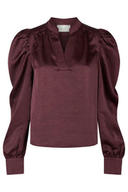 Rosslyn Heavy Sateen Blouse | Burgundy | Bluse fra Neo Noir