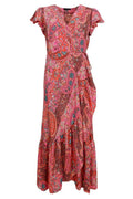 Luna Flared Wrap Dress | Scarlett Berry | Kleid von Black Colour