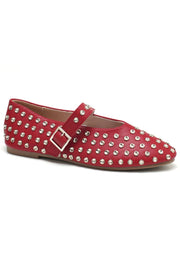 Studded Mary Jane Ballerina | Red | Sko fra Avery