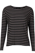 Natalia Ls Boxy Blouse | Black Dark Grey Stripe – nedsat