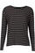 Natalia Ls Boxy Blouse | Black Dark Grey Stripe