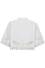 PrimaCC Embroidery Crop Shirt | White | Skjorte fra Co'couture