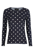 Mesh Ls Tshirt | Navy Creme Big Dot | Bluse fra Liberté
