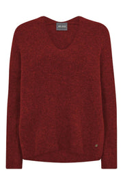 Thora V-Neck Knit | Rhythmic Red | Strik fra Mos Mosh