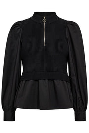 Elisabeth Mix Zip Knit 32192 | Black | Strik fra Co'couture