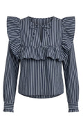Heather Ls Tie Blouse | Navy Blue Stripe | Bluse fra Liberté – nedsat
