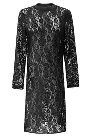 Lacy Ls Long Dress | Black Lace | Kjole fra Liberté