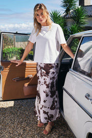 Viso Cow Print Skirt | Brown | Nederdel fra Neo Noir